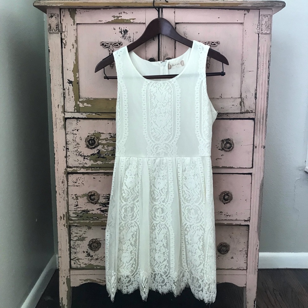 White lace mini dress